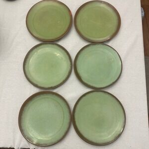 Frankoma Pottery 6F Plainsman Prairie Green 10 Inch Dinner Plates Set of 6 MCM